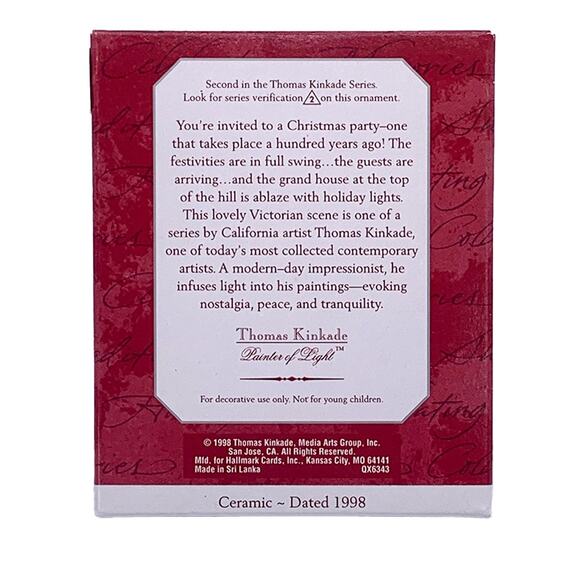 1998 Hallmark Keepsake Thomas Kinkade Victorian Christmas II Ornament in Box - Picture 2 of 5